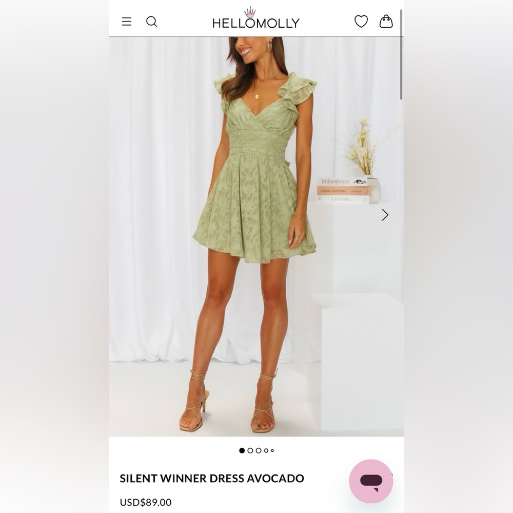Hello Molly Women’s Silent Winner Dress Avocado Green Short Dress size 6 NWT